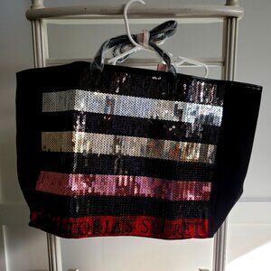 BNWT VICTORIA'S SECRET Black Sequin Tote and Clutch (2 for 1)